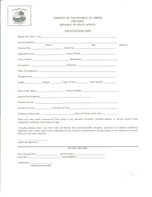 Liberia Visa Application Form