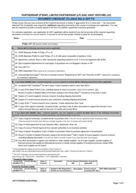 Document Checklist - Partnership LP and JV - IRAS - iras gov