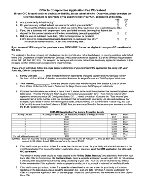 IRS Form 656-A Offer in Compromise Application Fee