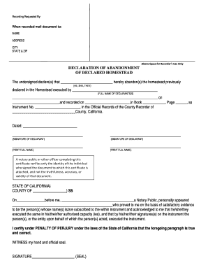 California Homestead Abandonment Declaration