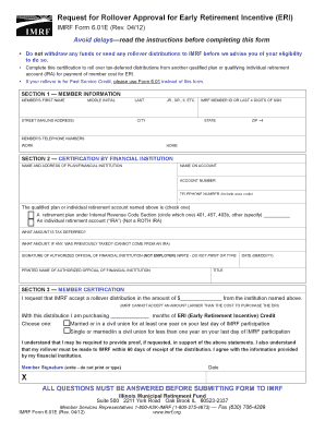 Request for Rollover Approval for Early Retirement Incentive (ERI)