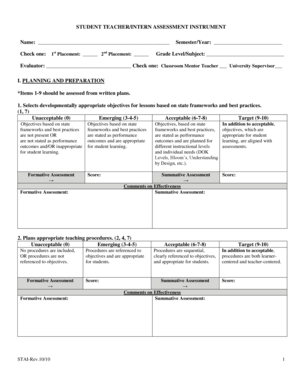 Student Teacher Intern Assessment Instrument