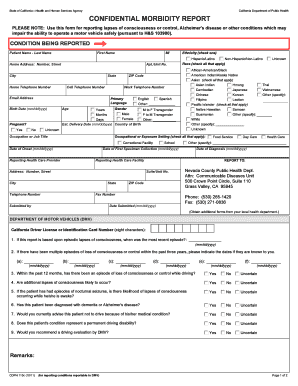 California Confidential Morbidity Report