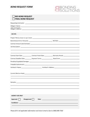 Bid Bond Request Form