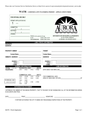 WATR Lawn Watering Permit Application