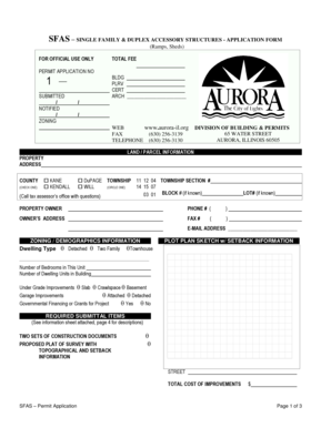 Single Family & Duplex Accessory Structures Permit Application