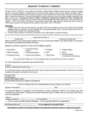 Request to Redact Address Form
