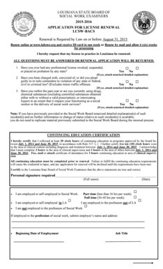 Louisiana LCSW-BACS License Renewal Application