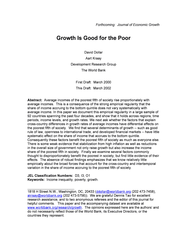 Fillable Online sfu Growth Is Good for the Poor CiteSeer Fax Email