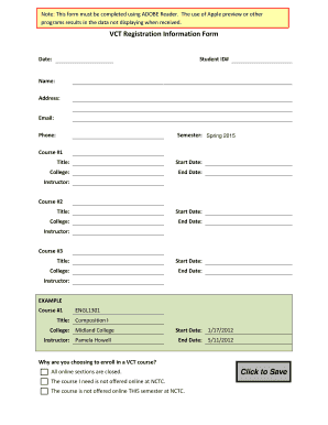 VCT Registration Information Form