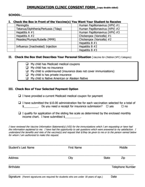 Immunization Clinic Consent Form