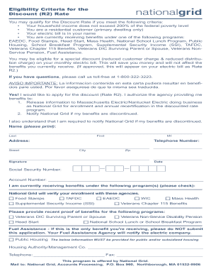Massachusetts Electric Discount Rate Application
