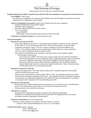 Requirements and Information for Foreign Nationals Form W8BEN ... - busfin uga