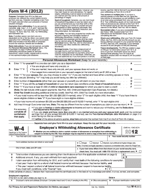 Form W-4 (2012) Employee's Withholding Allowance Certificate