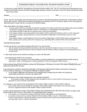Extended School Year Services Decision-Making Guide