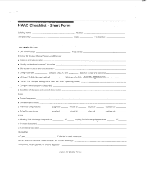 HVAC Checklist Short Form