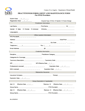 Practitioner Enrollment and Maintenance Form