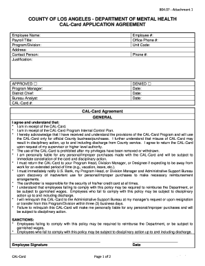 CAL-Card Application Agreement