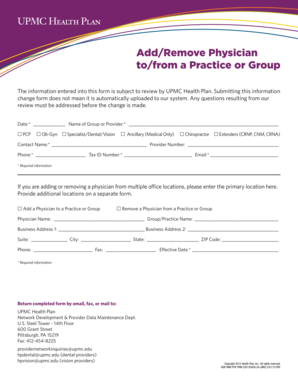 Physician Practice Change Form
