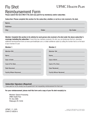 Flu Shot Reimbursement Form