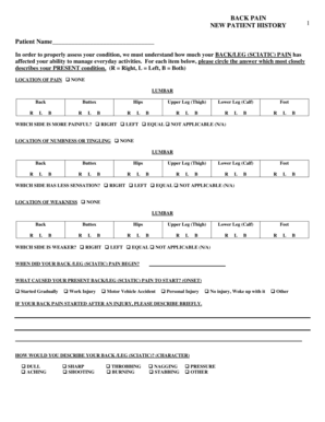 Back Pain Assessment Form