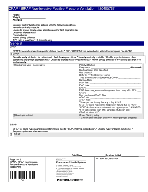 Fillable Online fhshealth CPAP BIPAP Non-Invasive Positive Pressure ...