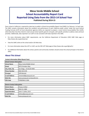 Mesa Verde Middle School School Accountability Report Card ...