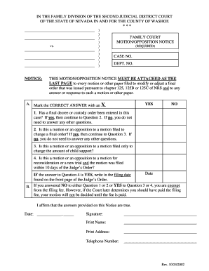 Nevada Motion/Opposition Notice