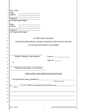 Stipulation and Order for Continuance