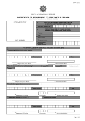 South African Firearm Deactivation Notification