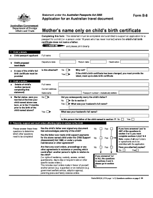 Australian Passport Application Form B-8