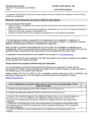 Pretoria Partner Visa Application Checklist