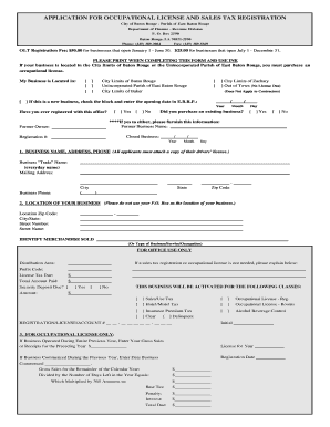 Occupational License and Sales Tax Registration Application