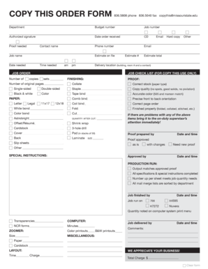 Missouri State University Copy Order Form