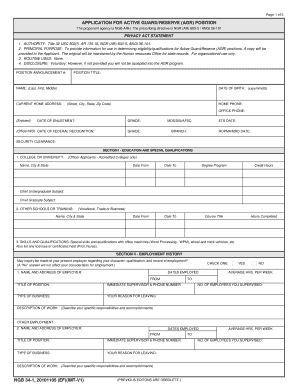 Application for Active Guard/Reserve (AGR) Position