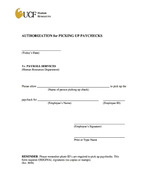 Authorization for Picking Up Paychecks