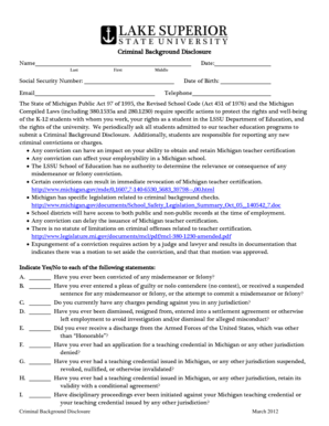 Criminal Background Disclosure Form