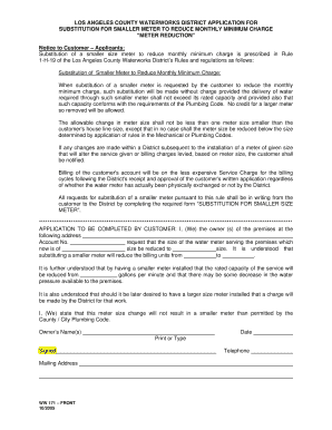 Los Angeles County Waterworks District Meter Reduction Application