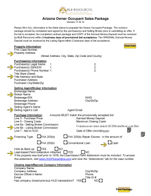 Arizona Owner Occupant Sales Package