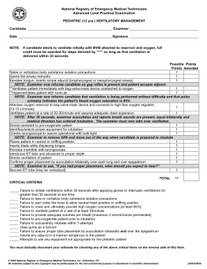 Advanced Level Practical Examination for Pediatric Ventilatory Management
