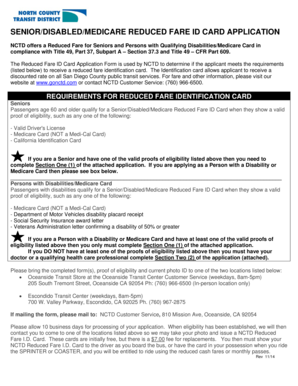 Senior/Disabled/Medicare Reduced Fare ID Card Application