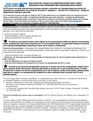 Solicitud de Tarjeta de Identificación para Tarifa Reducida