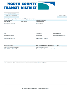 Standard Encroachment Permit Application