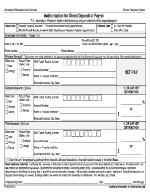 University of Wisconsin Direct Deposit Authorization