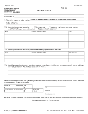 Michigan Probate Court Proof of Service