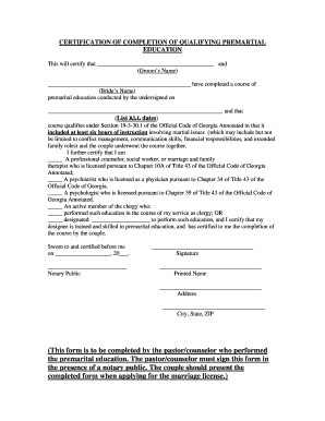Georgia Premarital Education Certification