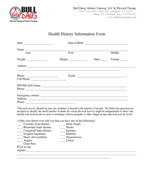 Health History Information Form