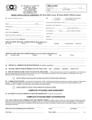 Capital City Oil Credit Application