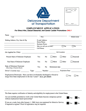 State of Delaware Employment Application