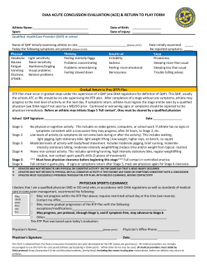 DIAA Acute Concussion Evaluation and Return to Play Form